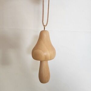 NWT World Market Light Brown Wood Mushroom Ornament